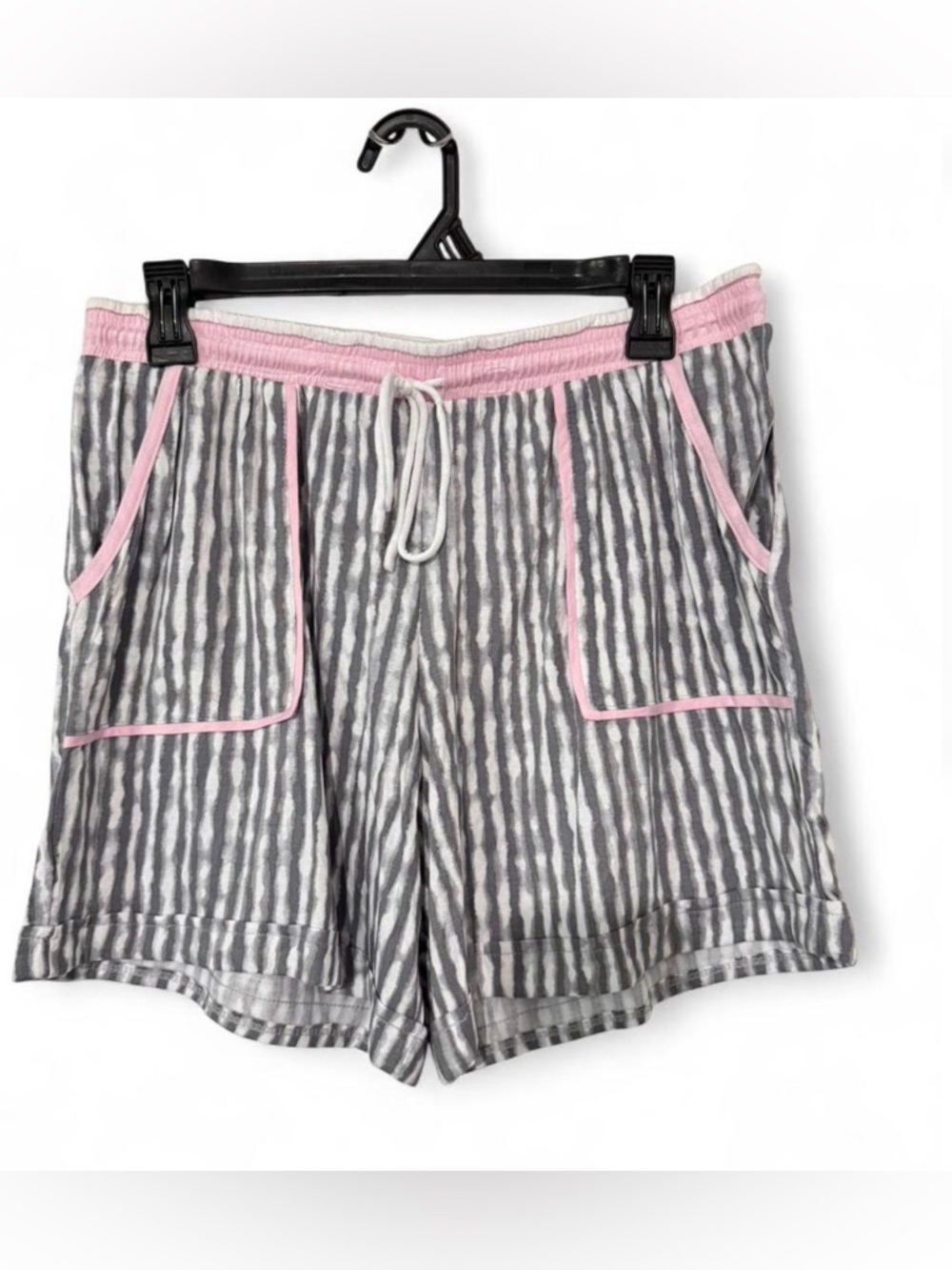 Secret Treasures White & Light Gray Striped Sleep Shorts